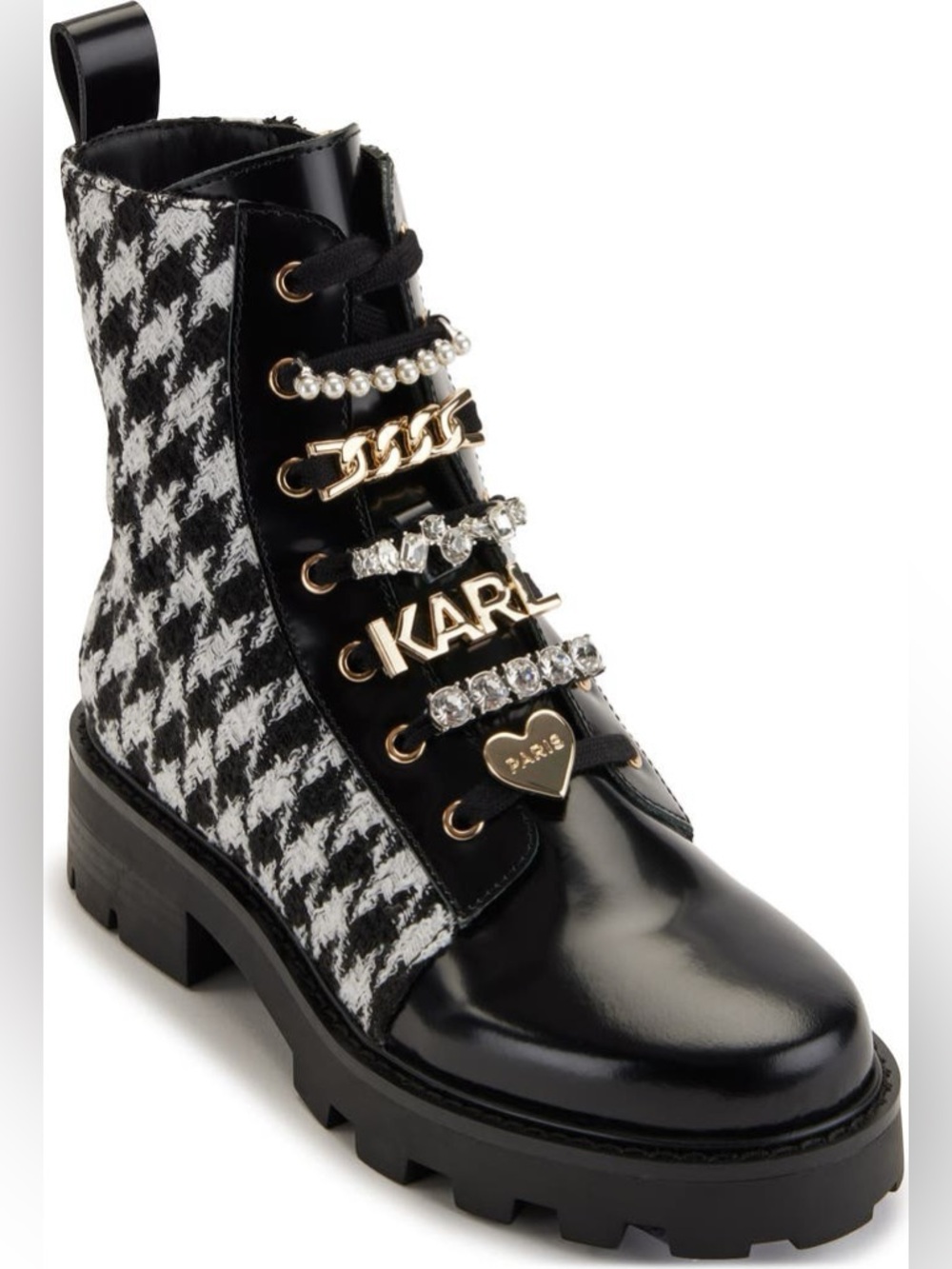 KARL LAGERFELD PARIS | Mela Tweed Combat Boot